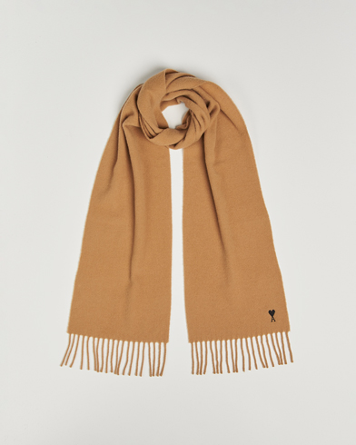 AMI Heart Logo Scarf Camel – Beige