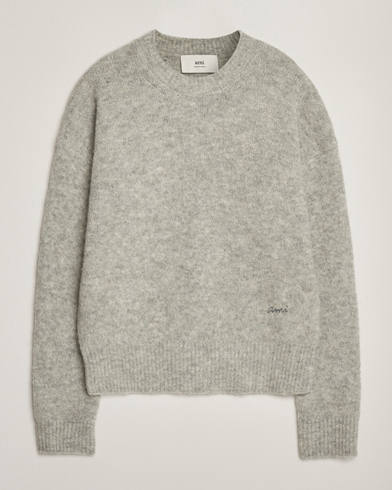 AMI Signature Alpaca Knitted Sweater Light Grey Melange – Gris