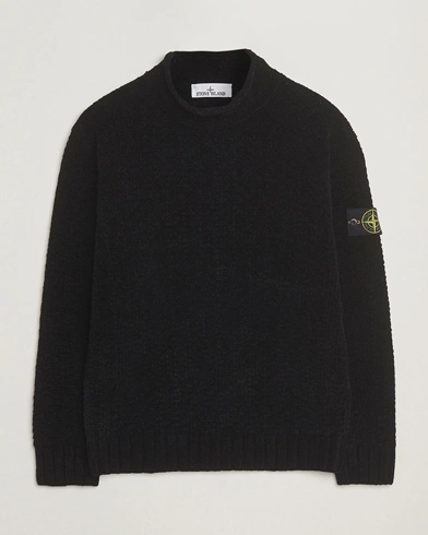 Stone Island Cotton Chenille Knitted Mock Neck Black – Noir