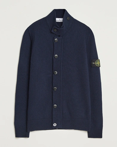 Stone Island Knitted Lambswool Zip Cardigan Navy – Bleu
