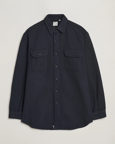 orSlow Brushed Flannel Overshirt Navy – Bleu
