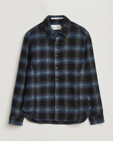 Peregrine Moon Wool Check Overshirt Navy – Bleu