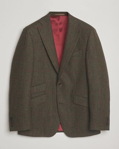 Walker Slater Edward Lambswool Windowpane Blazer Dark Green – Vert