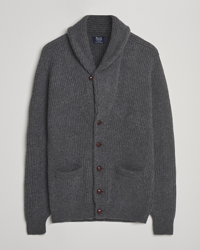William Lockie Windsor Geelong Lambswool Shawl Cardigan Grey – Gris