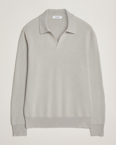 Gran Sasso Heavy Knitted Merino Polo Light Grey Melange – Gris