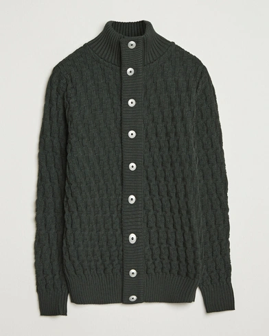 S.N.S. Herning Stark Wool Cable Cardigan Dark Forest Green – Vert