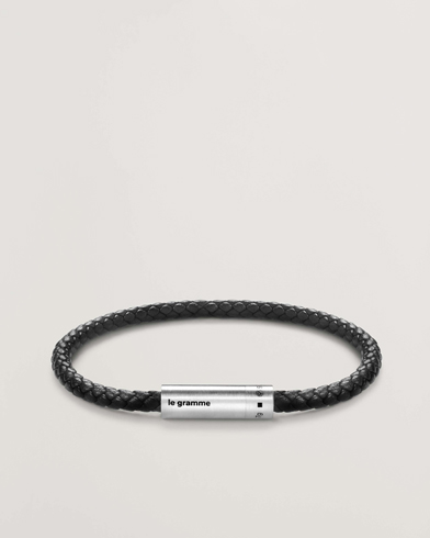 LE GRAMME Leather Cable Bracelet Black/Sterling Silver 7g – Noir