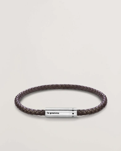 LE GRAMME Leather Cable Bracelet Brown/Sterling Silver 7g – Marron