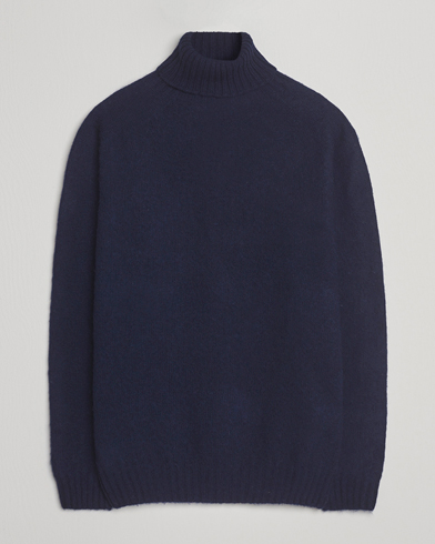 Harley Of Scotland Brushed Supersoft Lambswool Rollneck Navy – Bleu