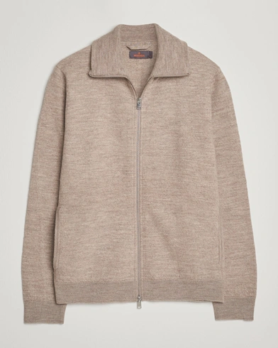 Morris Corke Knitted Zip Jacket Khaki – Beige