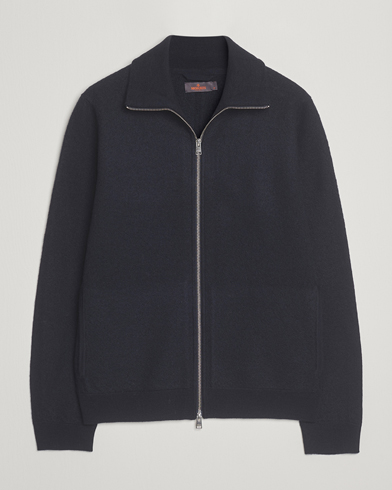 Morris Corke Knitted Zip Jacket Navy – Bleu