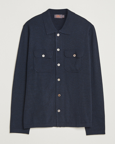 Morris Merino Walter Overshirt Navy – Bleu