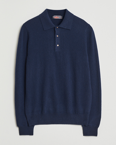Morris Cashmere Polo Neck Navy – Bleu
