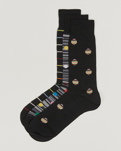 Paul Smith 3-Pack Printed Sock Black – Noir