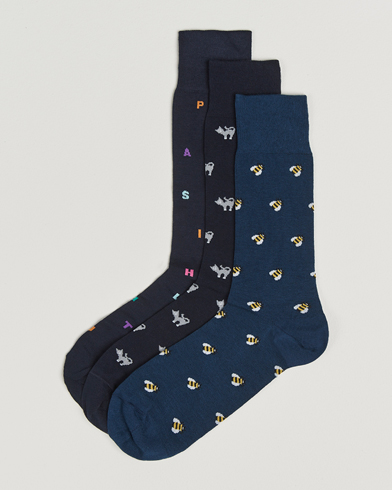 Paul Smith 3-Pack Printed Sock Navy – Bleu