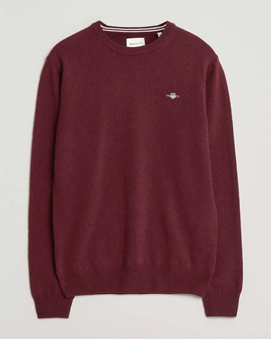 GANT Superfine Lambswool Crew Neck Bordeaux Melange – Rouge