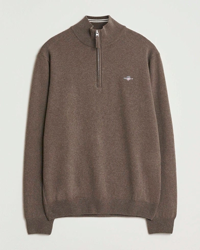 GANT Superfine Lambswool Half Zip Seawood Melange – Marron