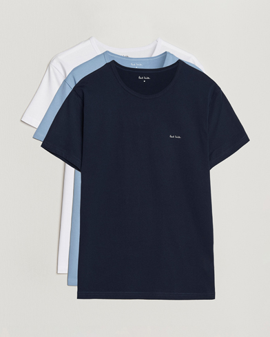 Paul Smith 3-Pack Crew Neck T-Shirt White/Black/Light Blue – Blanc