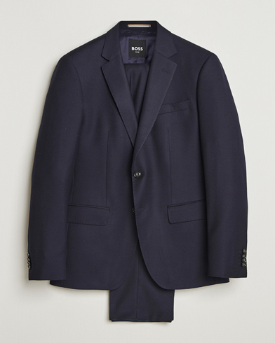 BOSS BLACK Huge Structured Wool Suit Dark Blue – Bleu