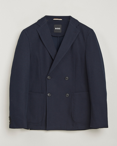 BOSS BLACK Hanry Jersey Double Breasted Blazer Dark Blue – Bleu