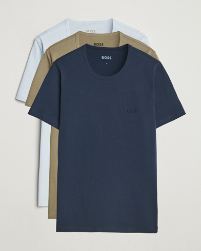 BOSS BLACK 3-Pack Crew Neck T-Shirt Green/Blue/Navy – Multicolore