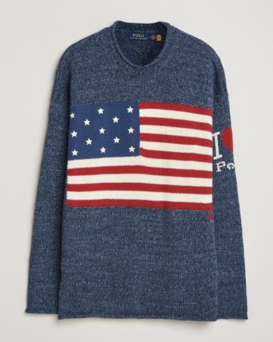 Polo Ralph Lauren Cotton Flag Sweater Blue Marl – Bleu