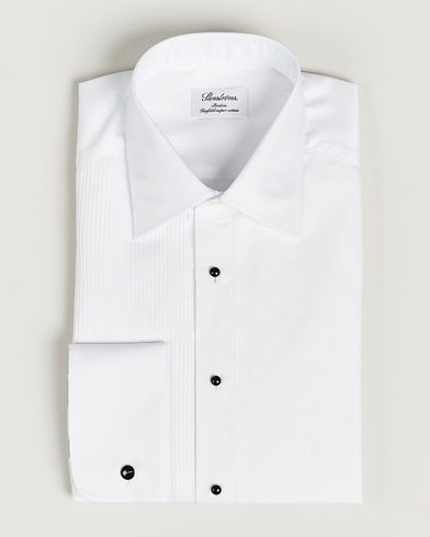 Stenströms Slimline Open Smoking Shirt White – Blanc