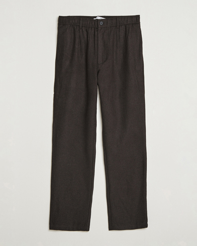 Samsøe Samsøe Bertil Flannel Drawstring Trousers Black Coffee Melange – Marron