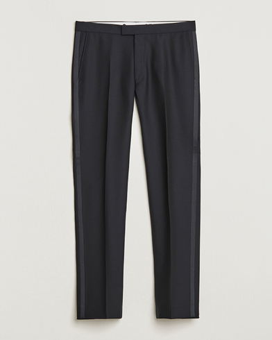 Oscar Jacobson Denz Straight Wool Tuxedo Trousers Black – Noir