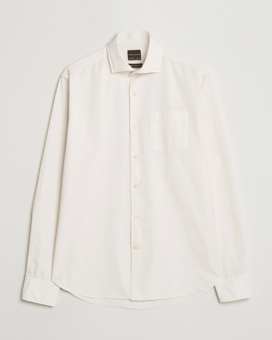 Oscar Jacobson Reg Fit Wide Spread Collar Twill Ecru White – Blanc