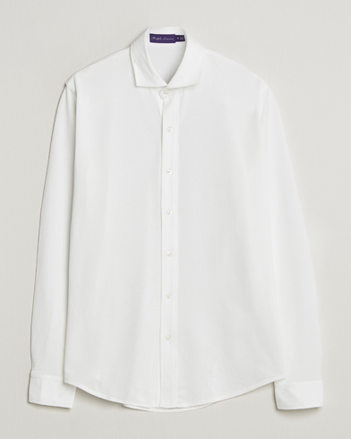 Ralph Lauren Purple Label Washed Cotton Pique Shirt White – Blanc