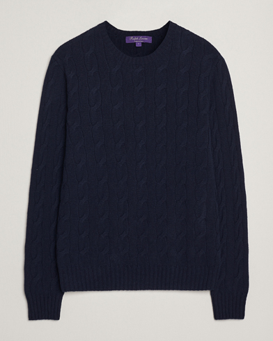 Ralph Lauren Purple Label Cashmere Cable Sweater Chairman Navy – Bleu