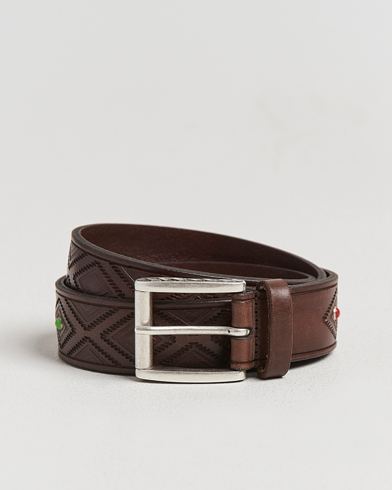 Anderson's Diamond Pattern Western 3,5cm Belt Brown – Marron