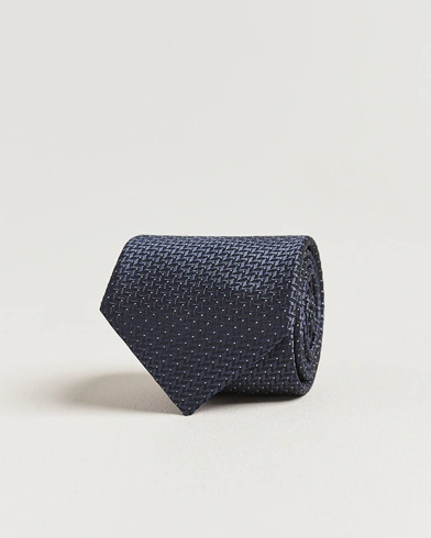 Brioni Jacquard Herringbone Silk Tie Navy – Bleu