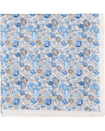  Linen Printed Flower Pocket Square White