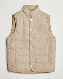  Padded Herringbone Wool Vest Brown