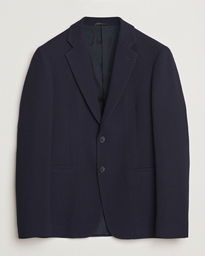  Chevron Wool Stretch Blazer Navy