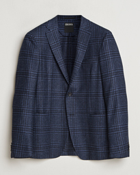  Unconstructed Wool/Silk Blazer Navy Check