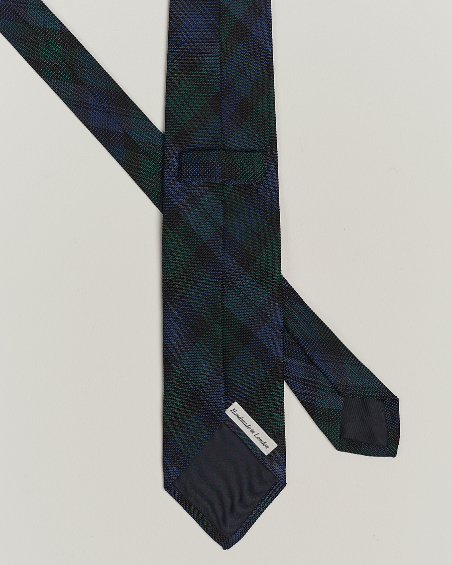 Homme |  | Drake\'s | Silk Fine Grenadine Handrolled 8 cm Tie Blackwatch