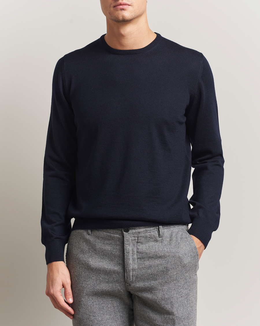 Homme | Pulls Et Tricots | Gran Sasso | Merino Fashion Fit Crew Neck Pullover Navy