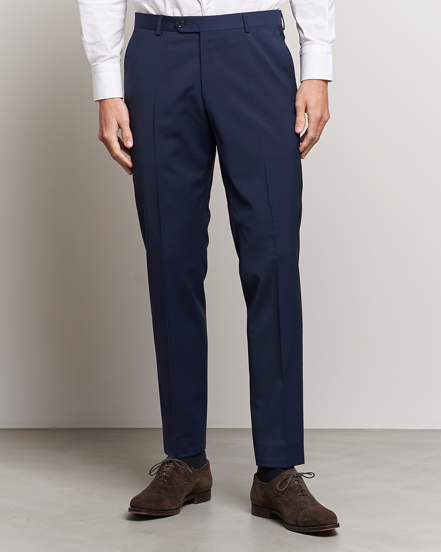 Homme |  | Oscar Jacobson | Denz Wool Stretch Trousers Blue