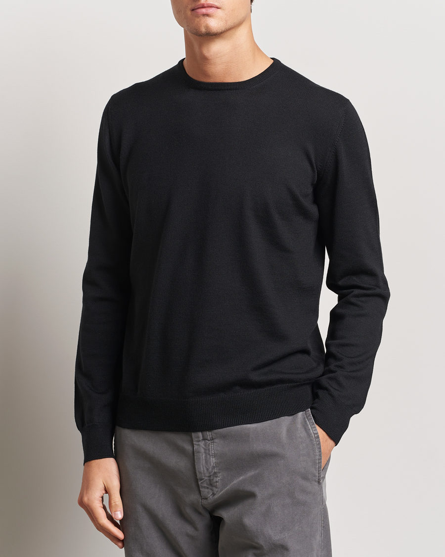 Homme |  | Gran Sasso | Merino Fashion Fit Crew Neck Pullover Black