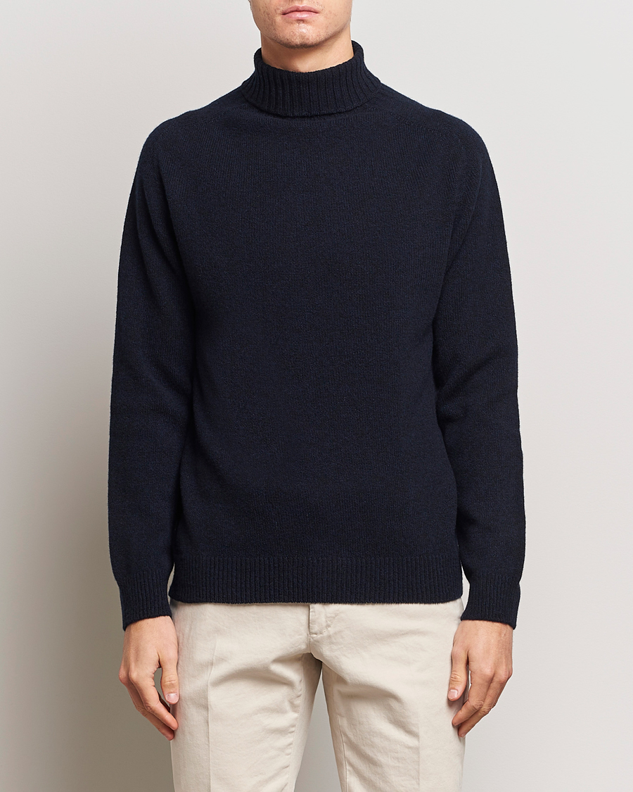 Homme |  | Sunspel | Lambswool Poloshirt Dark Navy Moiline