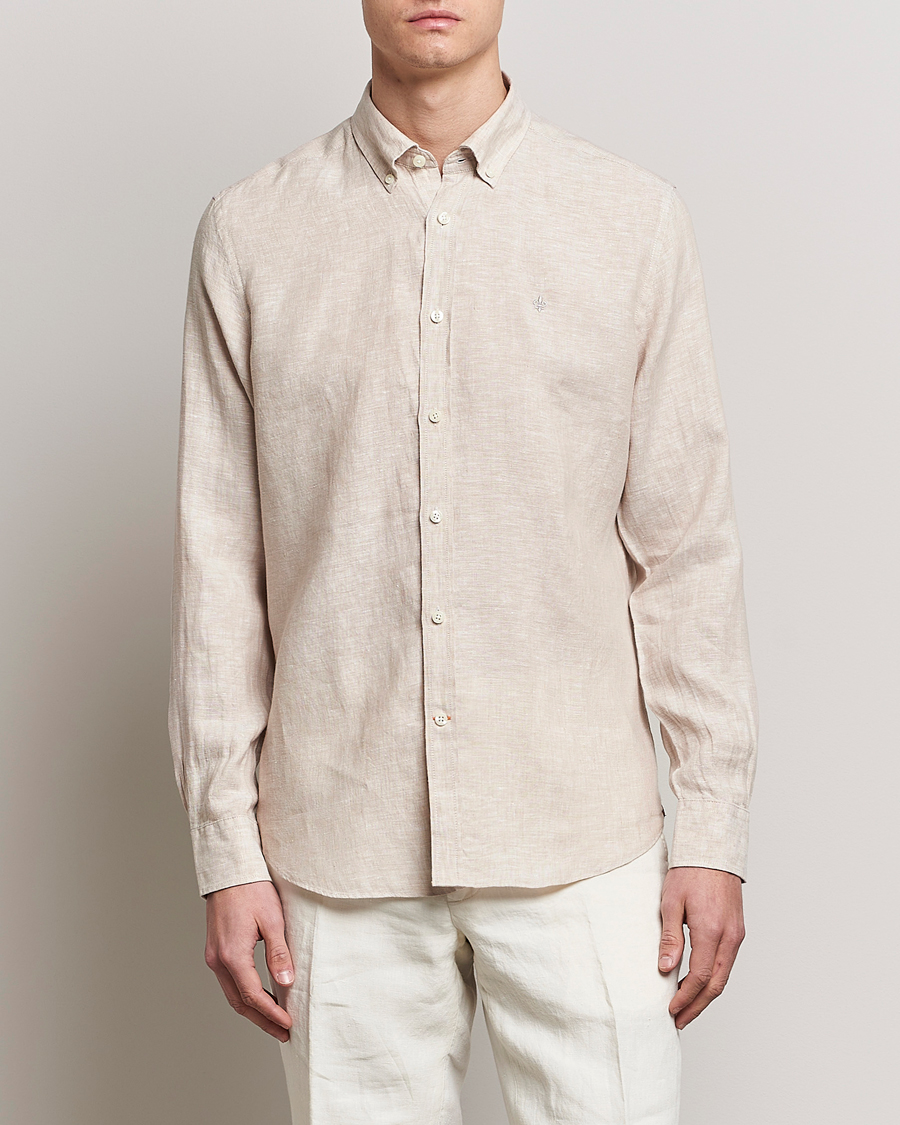 Homme |  | Morris | Douglas Linen Button Down Shirt Khaki