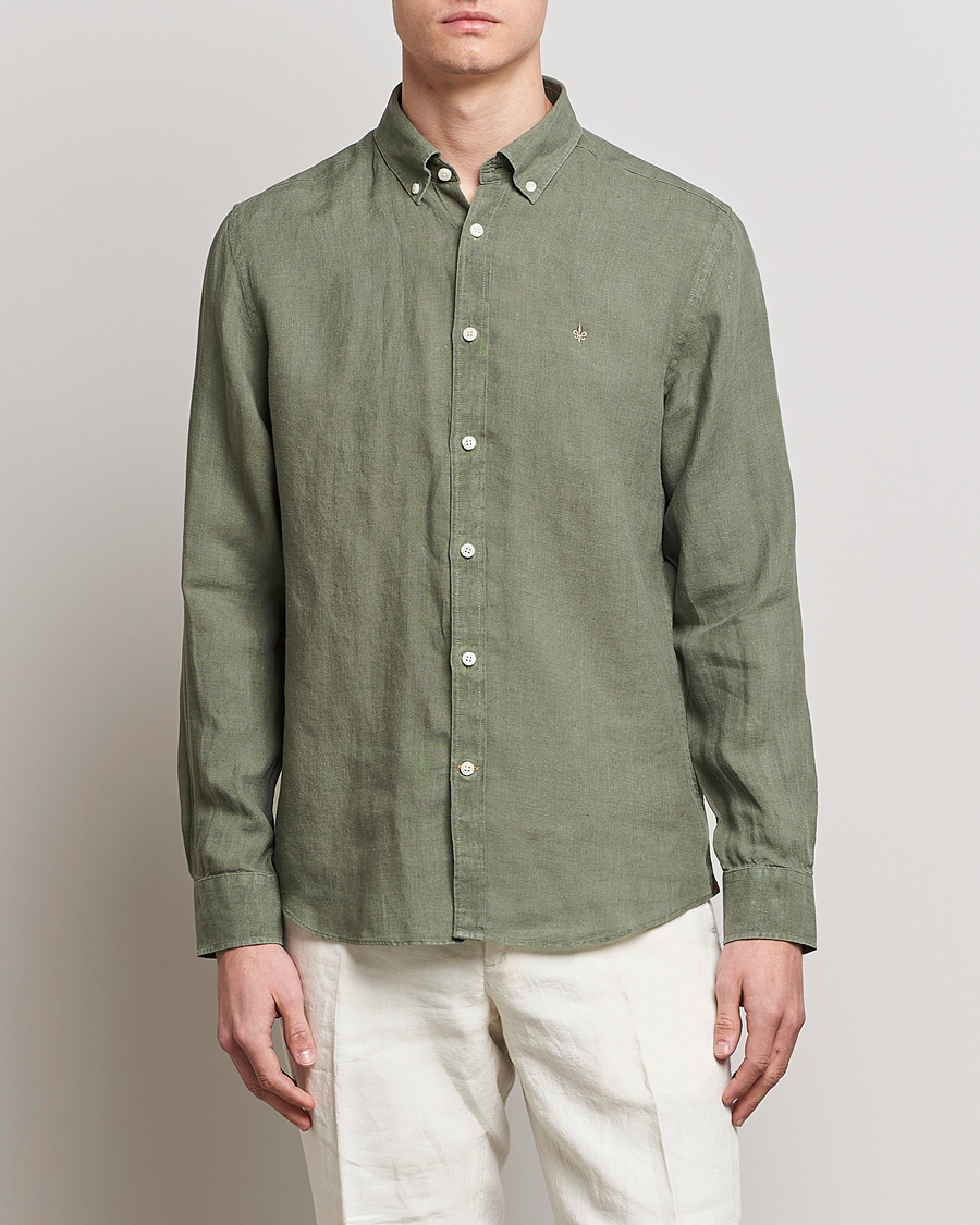 Homme |  | Morris | Douglas Linen Button Down Shirt Olive