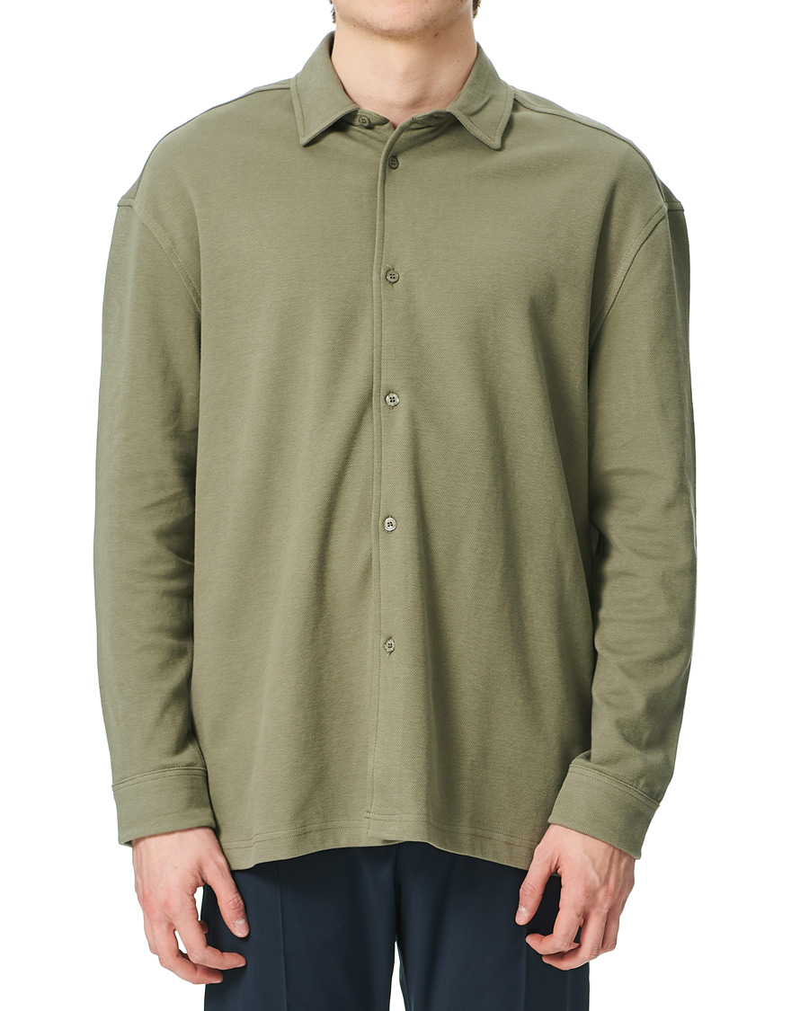Homme | Pulls Et Tricots | Samsøe Samsøe | Samsøe & Samsøe Abuto Cotton Piquet Shirt Deep Lichen Green