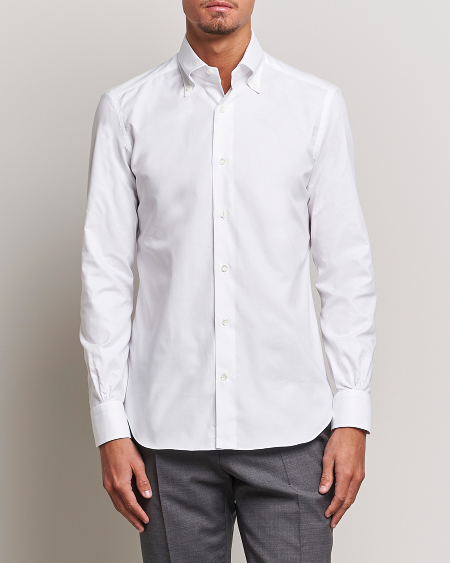 Homme |  | Mazzarelli | Soft Oxford Button Down Shirt White