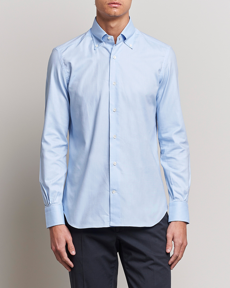 Homme |  | Mazzarelli | Soft Oxford Button Down Shirt Light Blue
