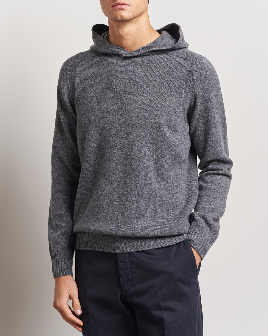 Homme |  | Gran Sasso | Wool Hoodie Grey Melange