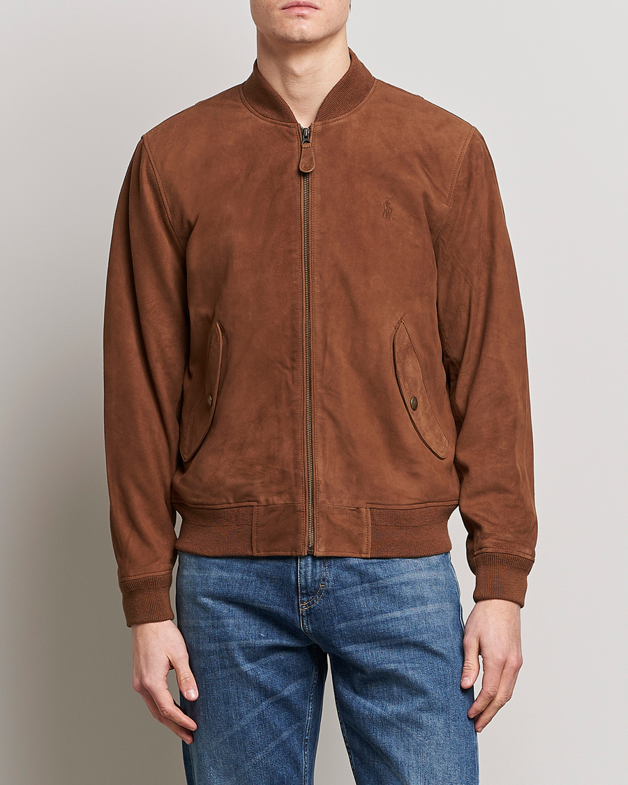 Homme |  | Polo Ralph Lauren | Gunners Lined Suede Bomber Jacket Country Brown